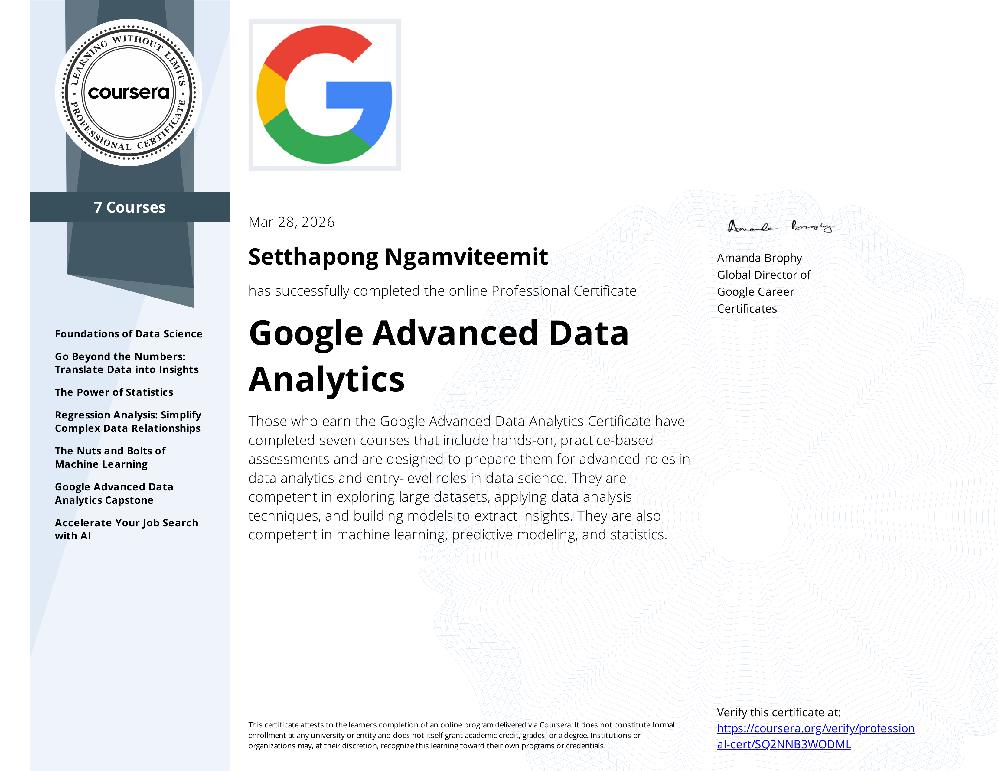 Google Advanced Data Analytics